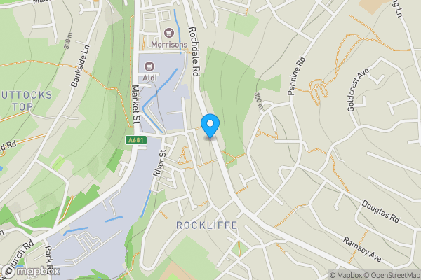 Map location for Land At Greenhill Garage, 109 Rochdale Road, Bacup, OL13 9NS