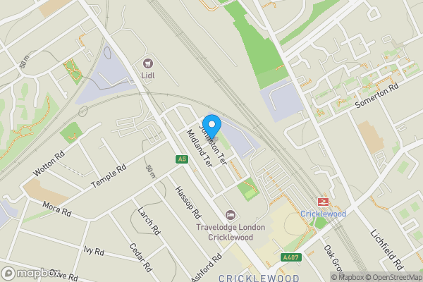 Map location for Land to the rear of Needham Terrace, London, NW2 6QL