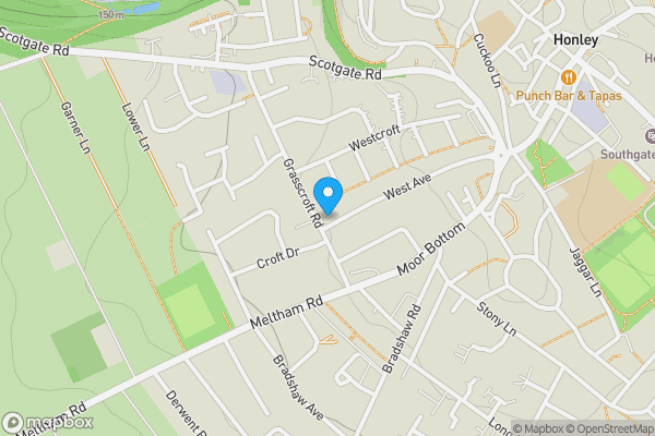 Map location for 14 Grasscroft Road, Honley, Holmfirth, West Yorkshire, HD9 6HG