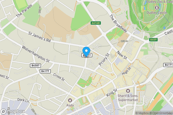 Map location for Parsons Street, Dudley, West Midlands, DY1 1JE