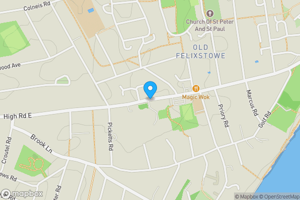 Map location for Yew Cottage, High Road East, Felixstowe, Suffolk IP11 9PU