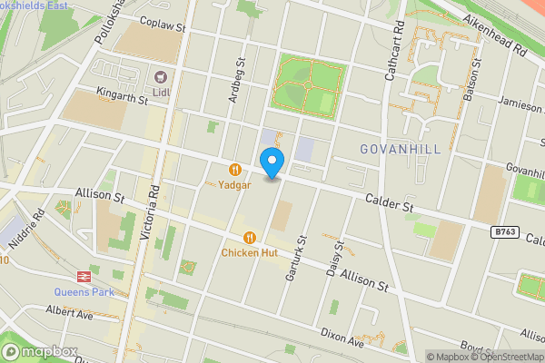 Map location for 1/3, 182 Calder Street, Glasgow, Glasgow City G42 7QR