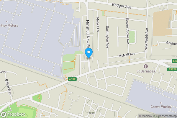 Map location for Minshull New Road, Crewe, Cheshire, CW1 3PE
