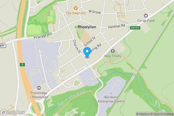 Map location for 18 Church Street, Rhostyllen, Wrexham, LL14 4EE