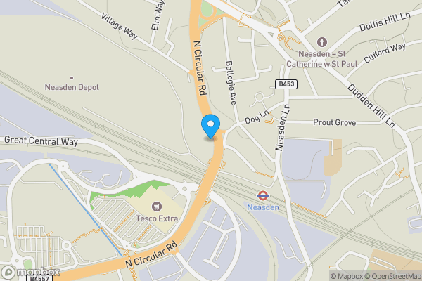 Map location for 317, North Circular Road, NEASDEN, London, NW10 0HY