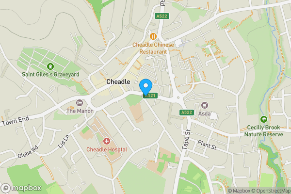 Map location for 1 Charles Street, Cheadle, Stoke-on-Trent, ST10 1EE
