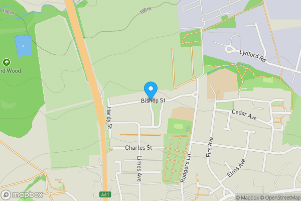 Map location for Bishop Street, ALFRETON, Derbyshire, DE55 7EF