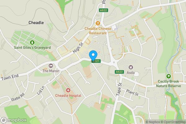 Map location for 1 Charles Street, Cheadle, Stoke-on-Trent, ST10 1EE
