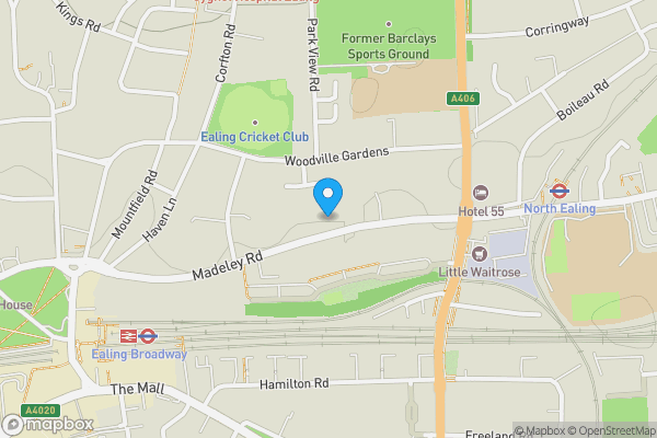 Map location for Flat 1, 53 Madeley Road, Ealing, London, W5 2LS