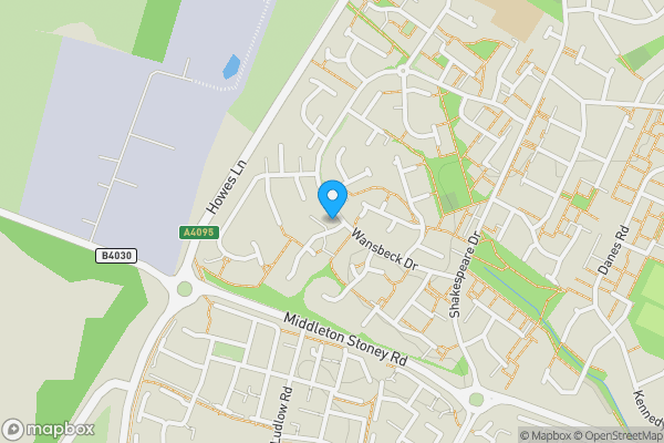 Map location for Land adjacent to 53 and 54, Hambleside, BICESTER, Oxfordshire, OX26 2GA