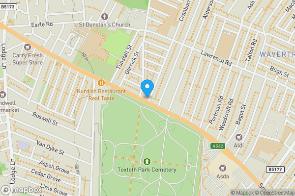 Map location for 1 Cranborne Road, Liverpool L15 2HX