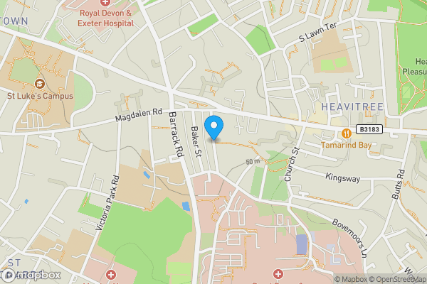 Map location for Church Terrace, Exeter, Devon, EX2 5DU