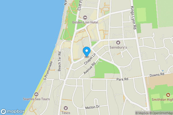 Map location for 28, Westgate, HUNSTANTON, Norfolk, PE36 5AL