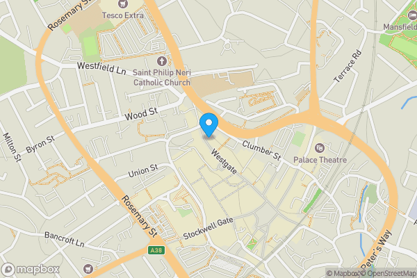 Map location for 72 West Gate, Mansfield, Nottinghamshire, NG18 1RR