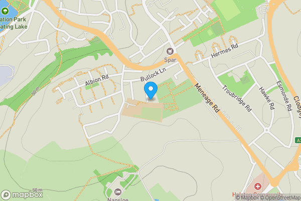 Map location for Land Adjoining 12 Coronation Place, Helston, Cornwall, TR13 8JD