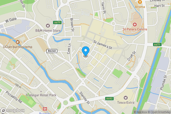 Map location for 25 St. James's Row, Burnley, Lancashire, BB11 1EY
