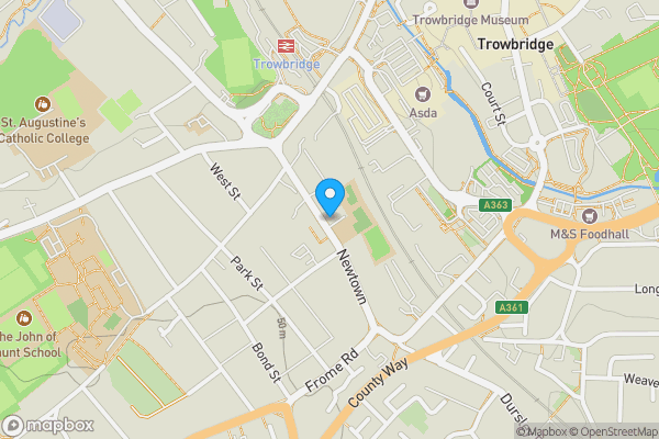 Map location for 95a, 95b Newtown, Flat 1 & Flat 2,, 95 Newtown, Trowbridge, BA14 0BB