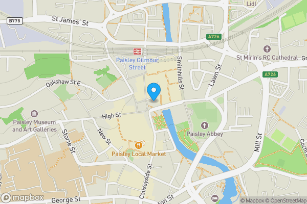 Map location for 4 High Street, Paisley, Renfrewshire, PA1 2YA