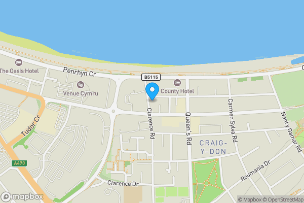 Map location for 5 Clarence Road, Llandudno, LL30 1BX