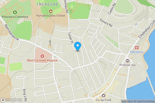 Map location for 24 Tolver Road, Penzance, Cornwall TR18 2AQ