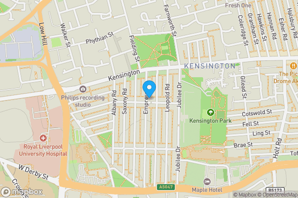 Map location for 103 Edinburgh Road, Kensington, Liverpool, Merseyside, L7 8RE L7 8RE