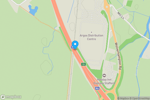 Map location for Acton Gate A449/Junction 13, M6 Stafford Staffordshire ST18 9AR