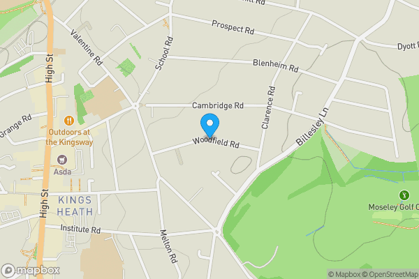 Map location for Woodfield Road, Birmingham, West Midlands, B13 9UJ