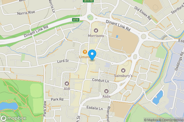 Map location for 120-122 High Street, Hoddesdon, Hertfordshire, EN11 8HD