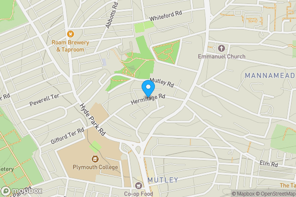 Map location for Hermitage Road, Plymouth, Devon, PL3 4RU