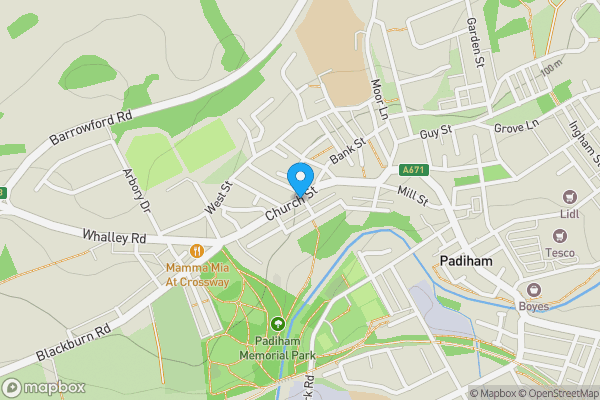 Map location for Church Street, Burnley, Lancashire, BB12 8HG