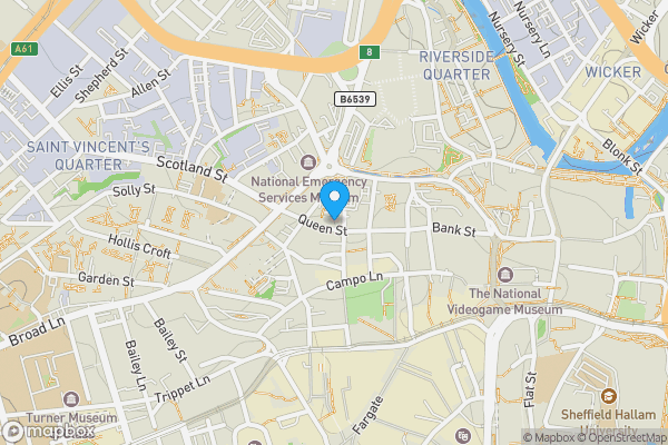 Map location for Apartment 011 New Bank House, 100 Queen Street, Sheffield, South Yorkshire, S1 2FA