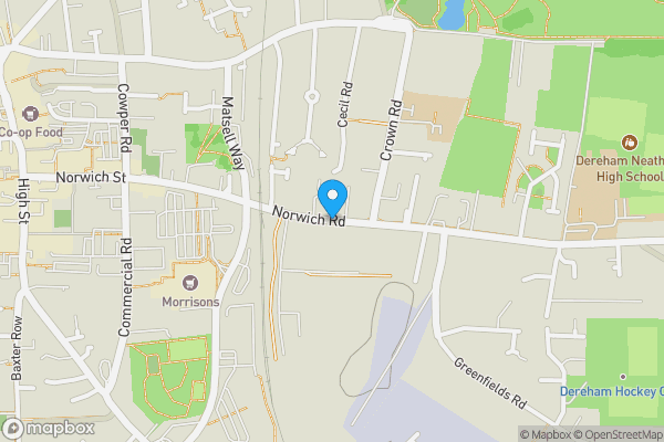 Map location for Former Malthouse, Norwich Road, Dereham, Norfolk, NR20 3AE