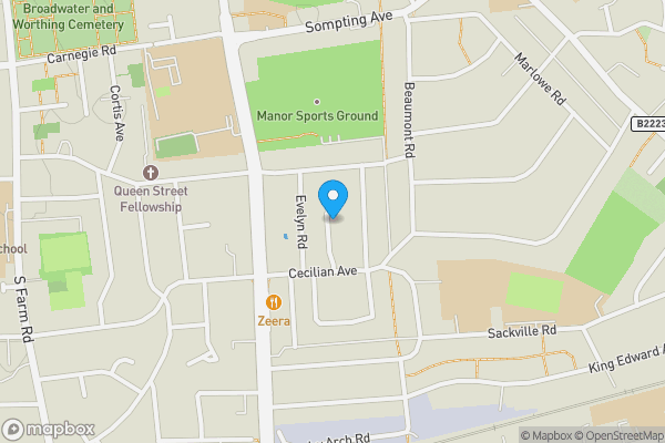 Map location for 21 Fairlawn Drive, Worthing, BN14 8AX