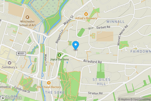 Map location for 44A St Johns Road, Winchester, Hampshire, SO23 0HQ