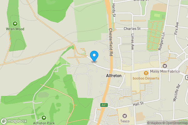Map location for Alfreton Hall, Church Street, Alfreton, Derbyshire, DE55 7AH
