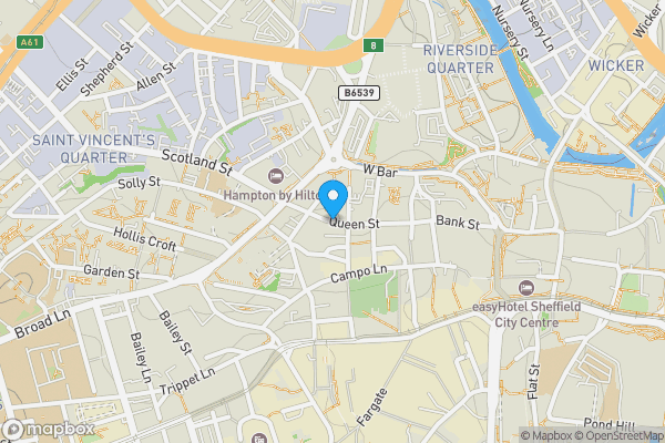 Map location for Queen Street, SHEFFIELD, South Yorkshire, S1 2FP