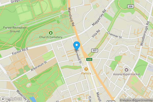 Map location for North Sherwood Street, Nottingham, Nottinghamshire, NG1 4EN