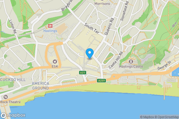 Map location for Queens Road, Hastings, East Sussex, TN34 1RP