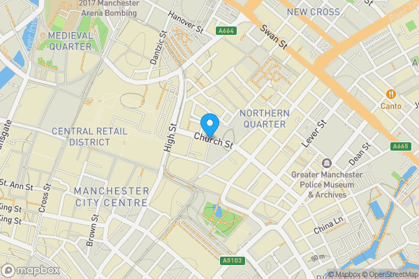 Map location for Church Street, Manchester, Greater Manchester, M4 1PN