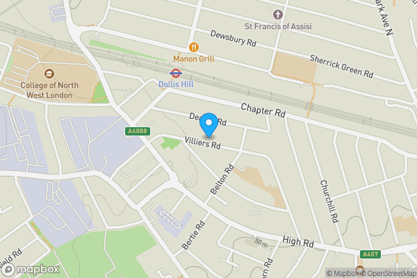 Map location for 156B Villiers Road, Willesden, London NW2 5PU