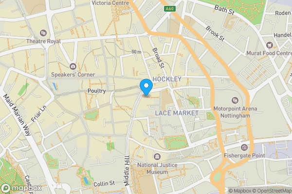 Map location for Apartment 40, Number One, Fletcher Gate, Nottingham NG1 1QP