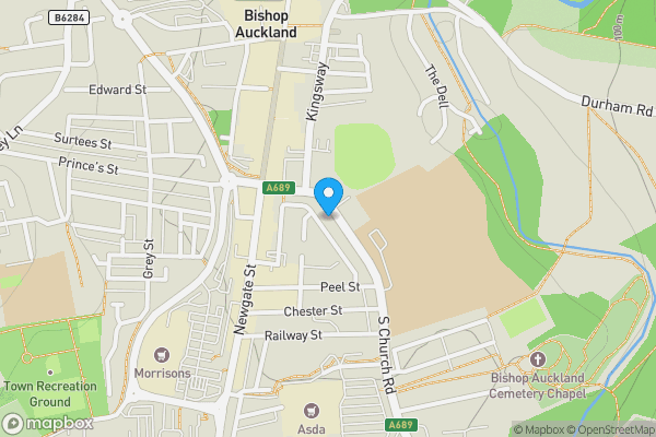 Map location for 39 South Church Road, Bishop Auckland, DL14 7JU