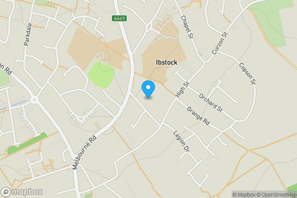 Map location for land on the South East Side, 45 Gladstone Street, Ibstock, Leicestershire, LE67 6NH