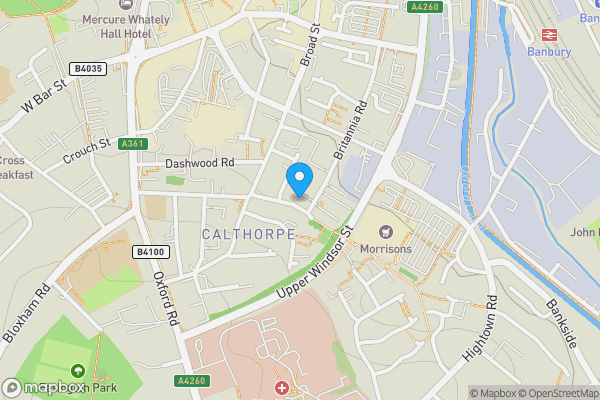 Map location for Flat 13 Britannia Heights, 34A Britannia Road, Banbury, Oxfordshire, OX16 5DD