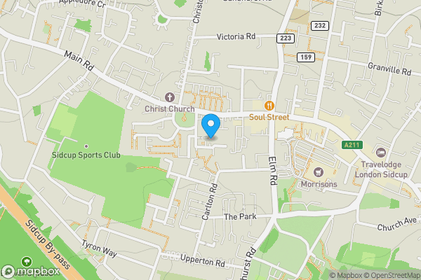 Map location for Flat 1 Abbey Mews, The Crescent, Sidcup, Kent, DA14 6NP