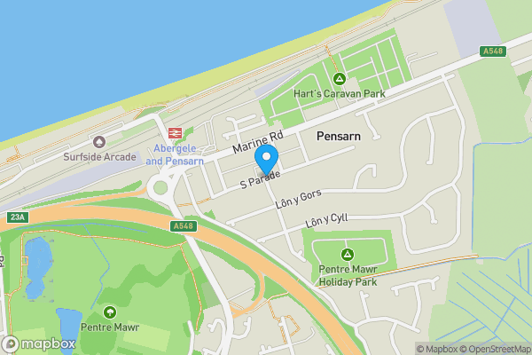 Map location for South Parade, Abergele, Conwy, LL22