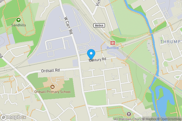 Map location for Land off Century Road, Retford, Nottinghamshire, DN22 7WN