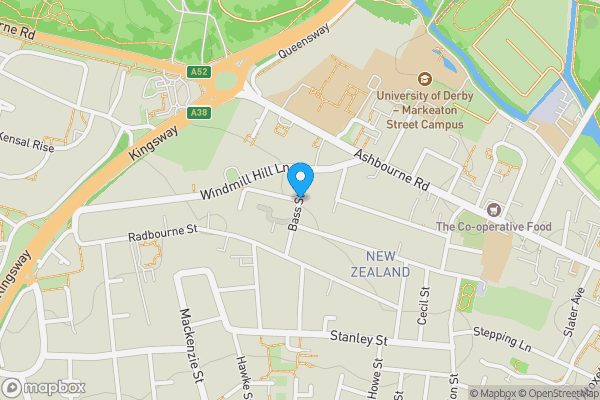 Map location for Bass Street, Derby, Derbyshire, DE22 3BS