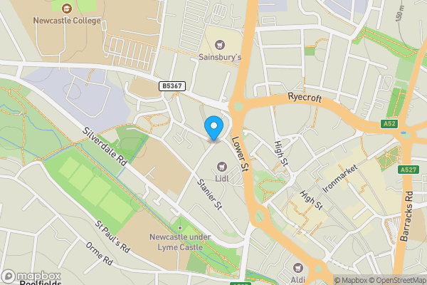 Map location for Castle Hill Road, Newcastle, Staffordshire, ST5 2SX