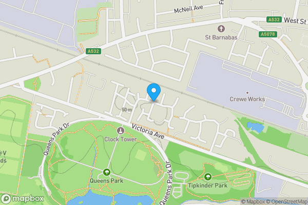 Map location for Hughes Drive, CREWE, Cheshire, CW2 7UA